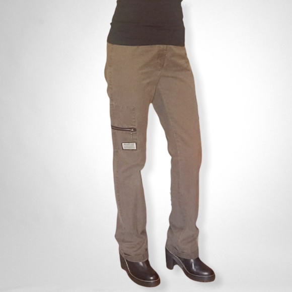 VIntage 90's DKNY Zipper-Pocket Khaki Cargo Pants -Size 4 - Picture 1 of 9